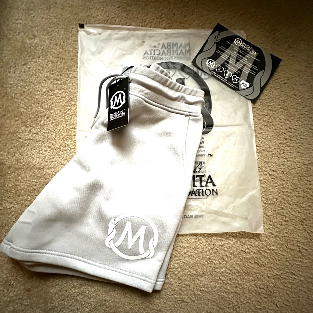 Mamba and Mambacita Stone Grey Logo Shorts - MEDIUM